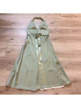 Alfred Sung Kiwi Green Halter Swing Dress Women's 12
